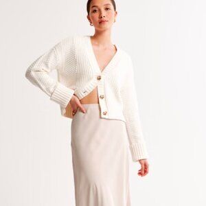 Abercrombie & Fitch Cameron Seed Stitch Cardigan-White -Size S-150-491-01255-178